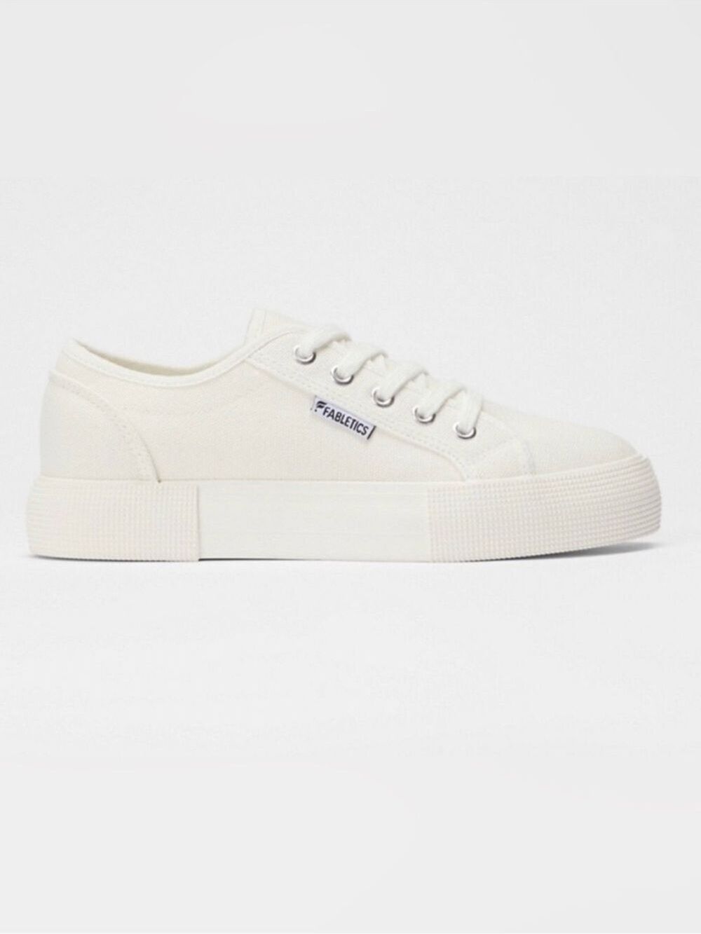 Fabletics white canvas platform lace up classic tennis sneakers size 7